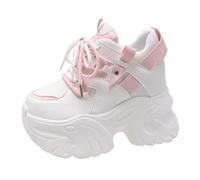 ZBDP 10.5CM Women Platform Sneakers Lace-up Autumn Sports Dad High Top Chunky Casual Woman Thick Bottom Mesh White Shoes