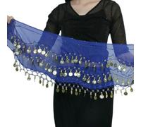 ZBDP 1PC Indian Dance Dress Waist Chain Belt for Women Belly Dance Chiffon Gold Coin Hip Scarf Performance Practice Accessories