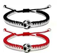 ZBDP 2 Pcs/Set Handwoven Brided Rope Football Soccer Bracelets Couples Best Friends Sport Lover Casual Jewelry Souvenir Gift