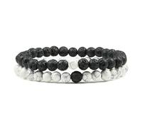 ZBDP 2pcs/Set Couples Beaded Bracelets Tiger Eye Black Lava Natural Stone Beaded Bracelets Malachite Energy Elastic Jewelry