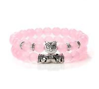 ZBDP 2pcs/set Couples Distance Owl Beaded Bracelet Natural Stone Black Lava Tiger Eye Weathered Stone Wristband Charm Strand