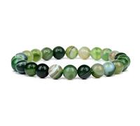 ZBDP 8mm Green Beaded Bracelets Natural Stone Bracelet Agates Chalcedony Stretch Bangle Healing Jewelry Gifts Women Men