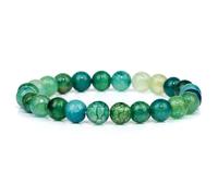 ZBDP 8mm Green Beaded Bracelets Natural Stone Bracelet Agates Chalcedony Stretch Bangle Healing Jewelry Gifts Women Men