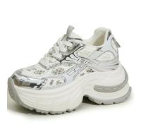 ZBDP 9cm Women Sneakers Wedges Shoes Breathable Comfy Platform Ladies Thick Soled Leisure Footwear Woman White