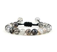 ZBDP Adjustable Couples Bracelets 8mm Beads Black White Braiding Macrame Lovers Bracelet Women Men Distance Jewelry