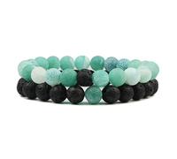 ZBDP Fashion Natural Stone Couples Bracelet 8mm Weathered Stone Beads Yoga Meditation Bracelet Elastic Rope Jewelry