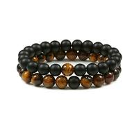 ZBDP Fashion Natural Stone Couples Bracelet 8mm Weathered Stone Beads Yoga Meditation Bracelet Elastic Rope Jewelry