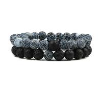 ZBDP Fashion Natural Stone Couples Bracelet 8mm Weathered Stone Beads Yoga Meditation Bracelet Elastic Rope Jewelry