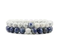 ZBDP Fashion Natural Stone Couples Bracelet 8mm Weathered Stone Beads Yoga Meditation Bracelet Elastic Rope Jewelry