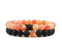 ZBDP Fashion Natural Stone Couples Bracelet 8mm Weathered Stone Beads Yoga Meditation Bracelet Elastic Rope Jewelry