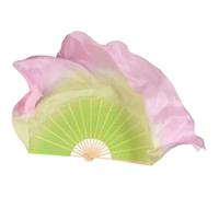 ZBDP Light Green/Yellow/Pink Gradient Color 16"-34" 1Pair Silk Bamboo Long Fan Belly Dance Fan Veil Half Circle Size