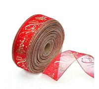 ZBDP Merry Christmas Red Ribbon Polyester Organza Ribbons Xmas Tree Wrapping Decoration Gift Wrap Ribbon Navidad