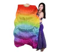 ZBDP Silk Belly Dance Silk Veil Long Hand Dye Women Church Praise Bellydance Competition Props Fan