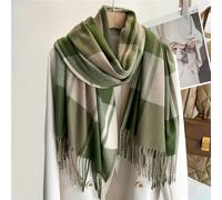 ZBDP Stylish Classic Plaid Scarf Imitation Cashmere Color Block Tassel Shawl Autumn Winter