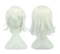 ZBDP Synthetic Unisex 12 Inches Short Cosplay Hair Party Wigs with Bangs Pink Blonde Orange Halloween Costume Wig