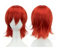 ZBDP Synthetic Unisex 12 Inches Short Cosplay Hair Party Wigs with Bangs Pink Blonde Orange Halloween Costume Wig