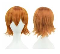 ZBDP Synthetic Unisex 12 Inches Short Cosplay Hair Party Wigs with Bangs Pink Blonde Orange Halloween Costume Wig