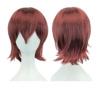 ZBDP Synthetic Unisex 12 Inches Short Cosplay Hair Party Wigs with Bangs Pink Blonde Orange Halloween Costume Wig