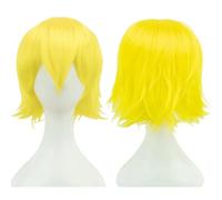 ZBDP Synthetic Unisex 12 Inches Short Cosplay Hair Party Wigs with Bangs Pink Blonde Orange Halloween Costume Wig