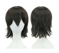 ZBDP Synthetic Unisex 12 Inches Short Cosplay Hair Party Wigs with Bangs Pink Blonde Orange Halloween Costume Wig