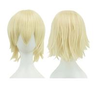 ZBDP Synthetic Unisex 12 Inches Short Cosplay Hair Party Wigs with Bangs Pink Blonde Orange Halloween Costume Wig