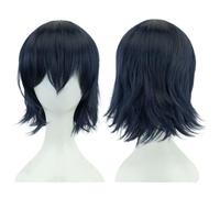ZBDP Synthetic Unisex 12 Inches Short Cosplay Hair Party Wigs with Bangs Pink Blonde Orange Halloween Costume Wig