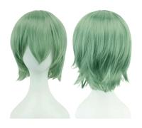 ZBDP Synthetic Unisex 12 Inches Short Cosplay Hair Party Wigs with Bangs Pink Blonde Orange Halloween Costume Wig