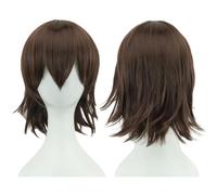 ZBDP Synthetic Unisex 12 Inches Short Cosplay Hair Party Wigs with Bangs Pink Blonde Orange Halloween Costume Wig