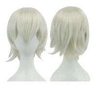 ZBDP Synthetic Unisex 12 Inches Short Cosplay Hair Party Wigs with Bangs Pink Blonde Orange Halloween Costume Wig