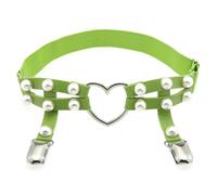ZBDP Two Rows Imitation Pearl Punk Leather Legchain Women Elastic Leg Chain Hip Hop Heart Leg Ankle Loop Garters Jewelry