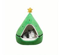 ZBDZSW 1/2pcs Christmas Cat Bed Dog Tent House Mat Pet 2in 1 Cave Cute Sofa for Small Kitten Hut Hideout Green Supplies