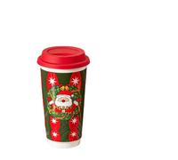 ZBDZSW Christmas Ceramic Mug Coffee Cup with Silicone Lid Gift Box Latte Mug 580ml Here Comes Santa Claus Gifts Kids Mom Lovers