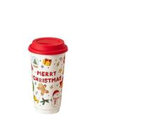 ZBDZSW Christmas Ceramic Mug Coffee Cup with Silicone Lid Gift Box Latte Mug 580ml Here Comes Santa Claus Gifts Kids Mom Lovers