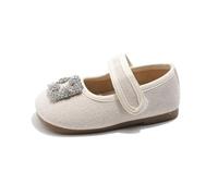 ZBDZSW Crystal Girls Princess Shoes PU Solid Hook Loop Soft Toddler Children Fashion Non Slip Shallow Kids Flats Beige