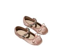 ZBDZSW Fashion Baby Girl Princess Rhinestone Silk Shoes Infant Toddler Child Flat Ballet Dance Soft Party Performance Shoes Pink