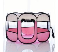 ZBDZSW Foldable Cat Tent Bed Portable Pet Playpen Octagon-Shaped Paw Print Design Zippered Door Indoor/Outdoor Use Foldable Bed