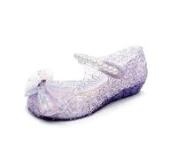 ZBDZSW Kids Girl Bowknot Princess Sandal Children Soft Bottom High Heels Crystal Jelly Wedding Performances Party Shoe PVC Beach Purple