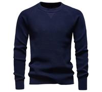 ZBDZSW Mens Chenille Sweaters Fashion Knitting Pullover Striped Men's Autumn Winter Top Clothes Round Neck Knitted Sweaters Navy