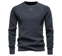 ZBDZSW Mens Chenille Sweaters Fashion Knitting Pullover Striped Men's Autumn Winter Top Clothes Round Neck Knitted Sweaters Dark Grey