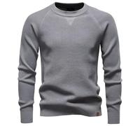 ZBDZSW Mens Chenille Sweaters Fashion Knitting Pullover Striped Men's Autumn Winter Top Clothes Round Neck Knitted Sweaters Grey