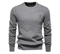 ZBDZSW Mens Embroidery Cotton Sweaters Round Neck Classic Twist Patterned Pullover Knitted Sweater for Men