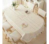 ZBDZSW Oval dining tablecloth, washable waterproof oil-proof heat-resistant luxury table cover for living room tea table