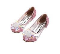 ZBDZSW Princess Shoes Girls Leather Sandal Summer Children's Shiny Snow Queen Fairy Party High Heels Leather Crystal Shoes
