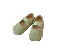 ZBDZSW Spring Summer Shoes for Girls Dopamine Color Velvet Mary Jane Shoes Child Soft Sole Elastic Band Ballet Flats Kids Casual Green