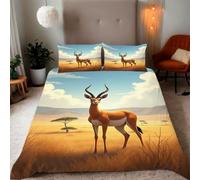 Zbeiba African savannah elk Pattern Duvet Cover and pillowcase,Microfiber Quilt Cove King Bedding Set 3 Piece(220x230+2 * 50x75,#8)
