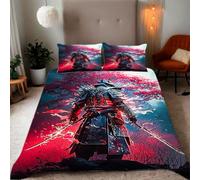 Zbeiba Armoured battle wuxia Pattern Duvet Cover and pillowcase,Microfiber Quilt Cove Double Bedding Set 3 Piece(200x200+2 * 50x75,#1)