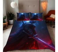 Zbeiba Battle Armour Pattern Duvet Cover and pillowcase,Microfiber Quilt Cove King Bedding Set 3 Piece(220x230+2 * 50x75,#2)