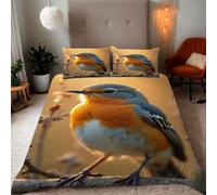 Zbeiba Birds, Robins Pattern Duvet Cover and pillowcase,Microfiber Quilt Cove Single Bedding Set 3 Piece(135x200+2 * 50x75,#9)
