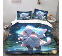 Zbeiba Cartoon character cute cat motif Bedding Set Single Duvet Cover Sets Soft Printed Bedding Set with 2 Pillowcases,#4,For Kids Boys girs Teen Men
