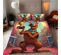 Zbeiba Champion Scooby-Doo dog Pattern Duvet Cover and pillowcase,Microfiber Quilt Cove Single Bedding Set 3 Piece(135x200+2 * 50x75,#4)